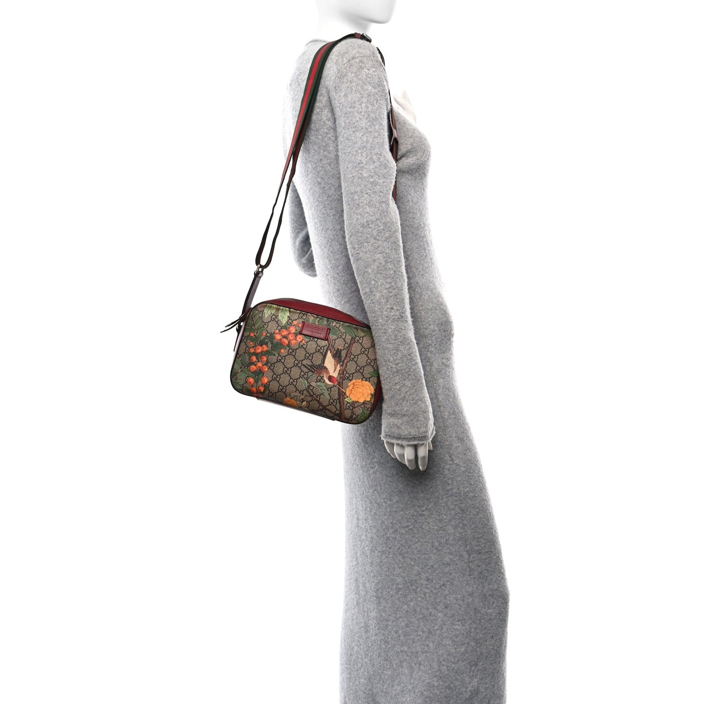 GG Supreme Monogram Tian Web Camera Bag Beige Multicolor Red