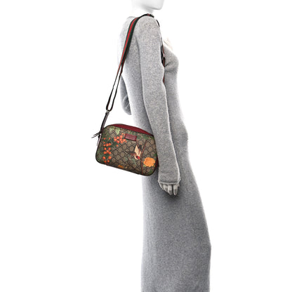Gucci GG Supreme Monogram Tian Web Camera Bag Beige Multicolor Red 2 of 19