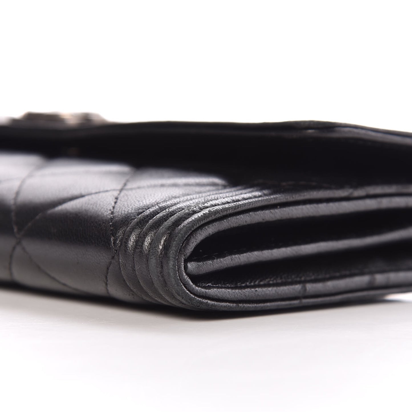 Lambskin Quilted Boy Flap Wallet Black