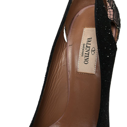 Valentino Garavani Caviar Crystal Lace Pumps 36.5 Black 10 of 10