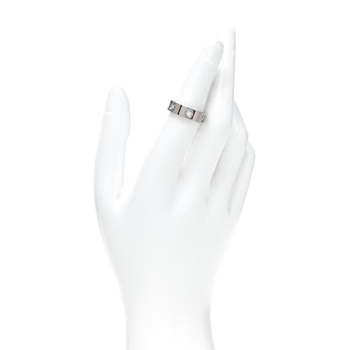 18K White Gold 6 Diamond 5.5mm LOVE Ring 50 5.25