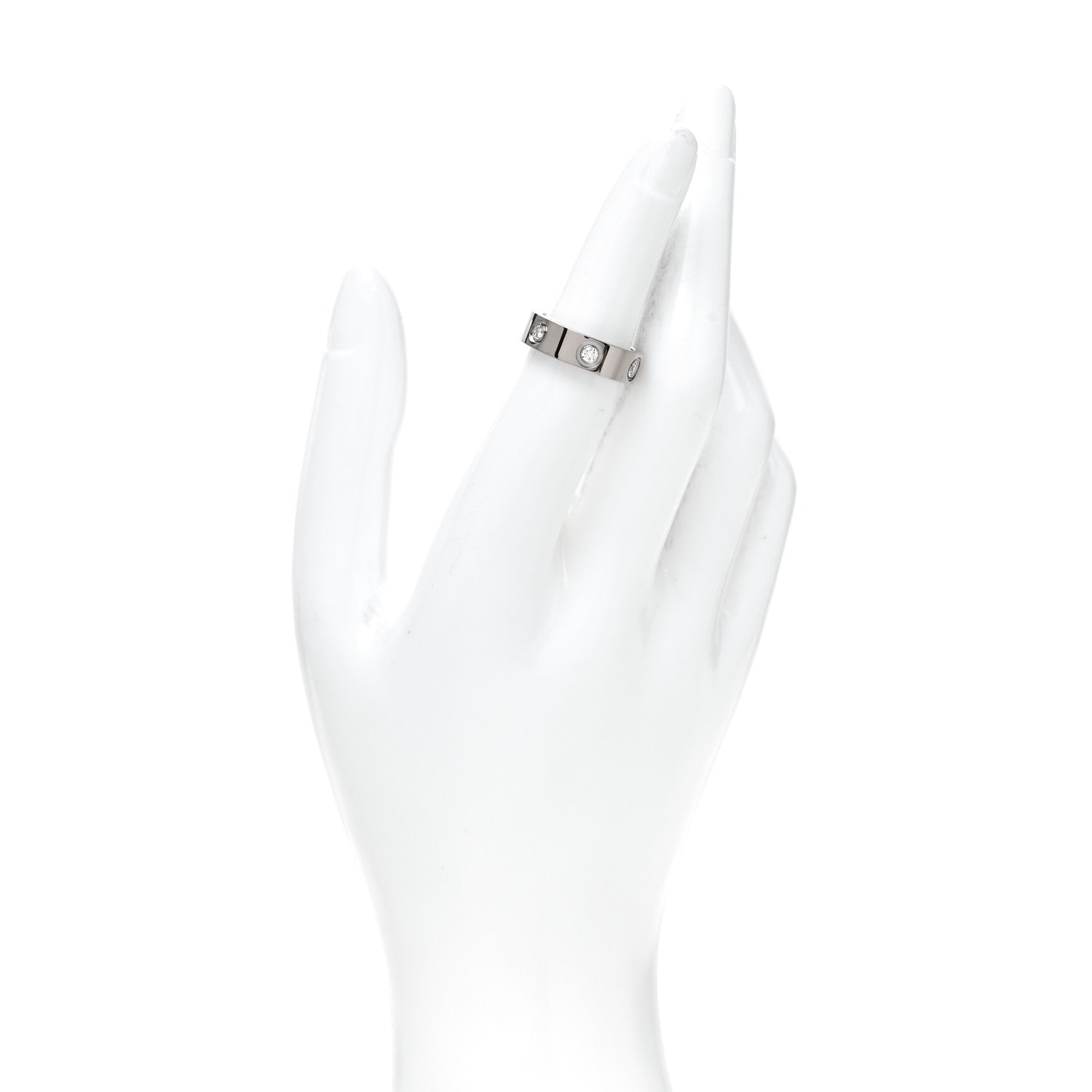 Cartier 18K White Gold 6 Diamond 5.5mm LOVE Ring 50 5.25 2 of 5