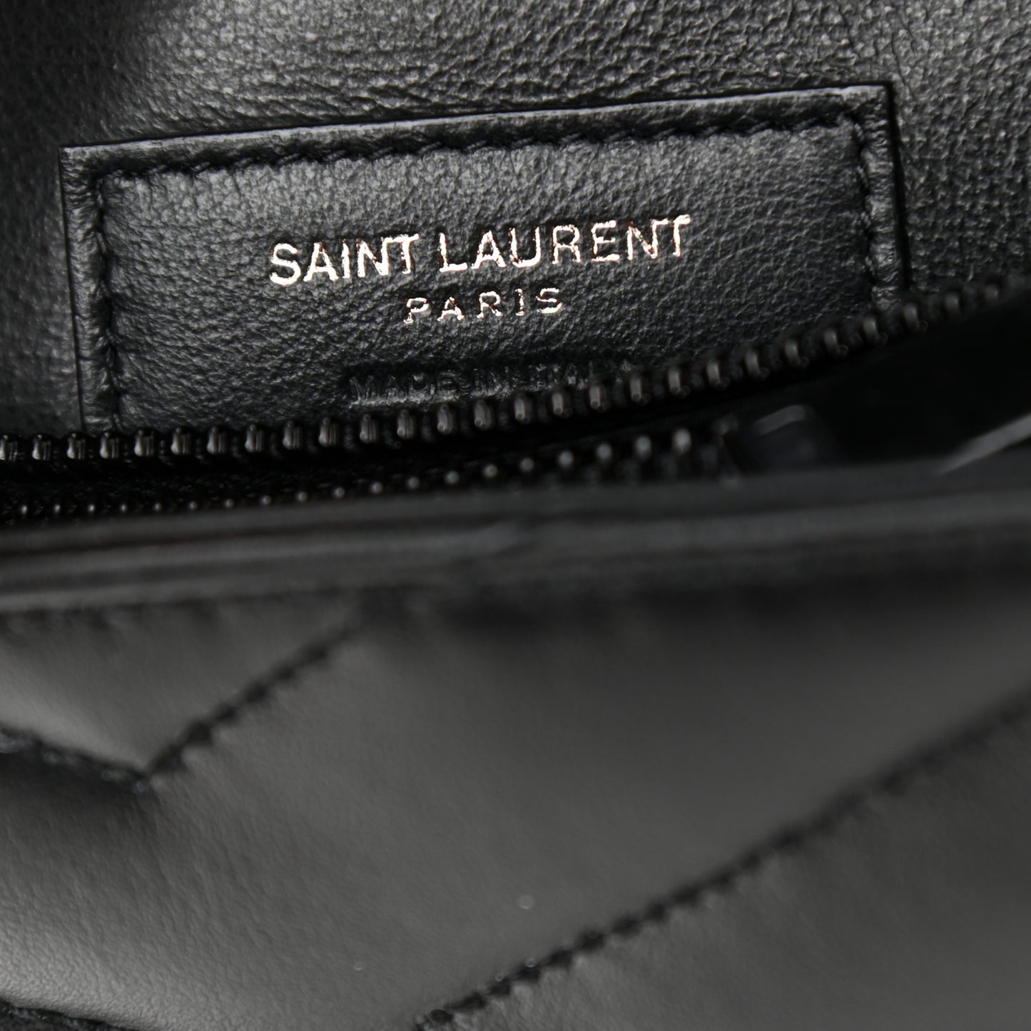 Calfskin Y Quilted Monogram Monochrome Small Loulou Chain Satchel Black