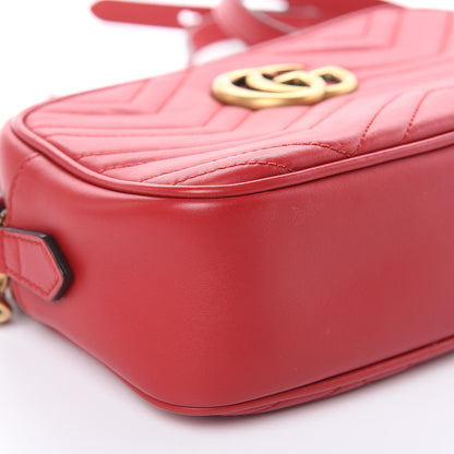 Gucci Calfskin Matelasse Small GG Marmont Chain Shoulder Bag Hibiscus Red 8 of 10