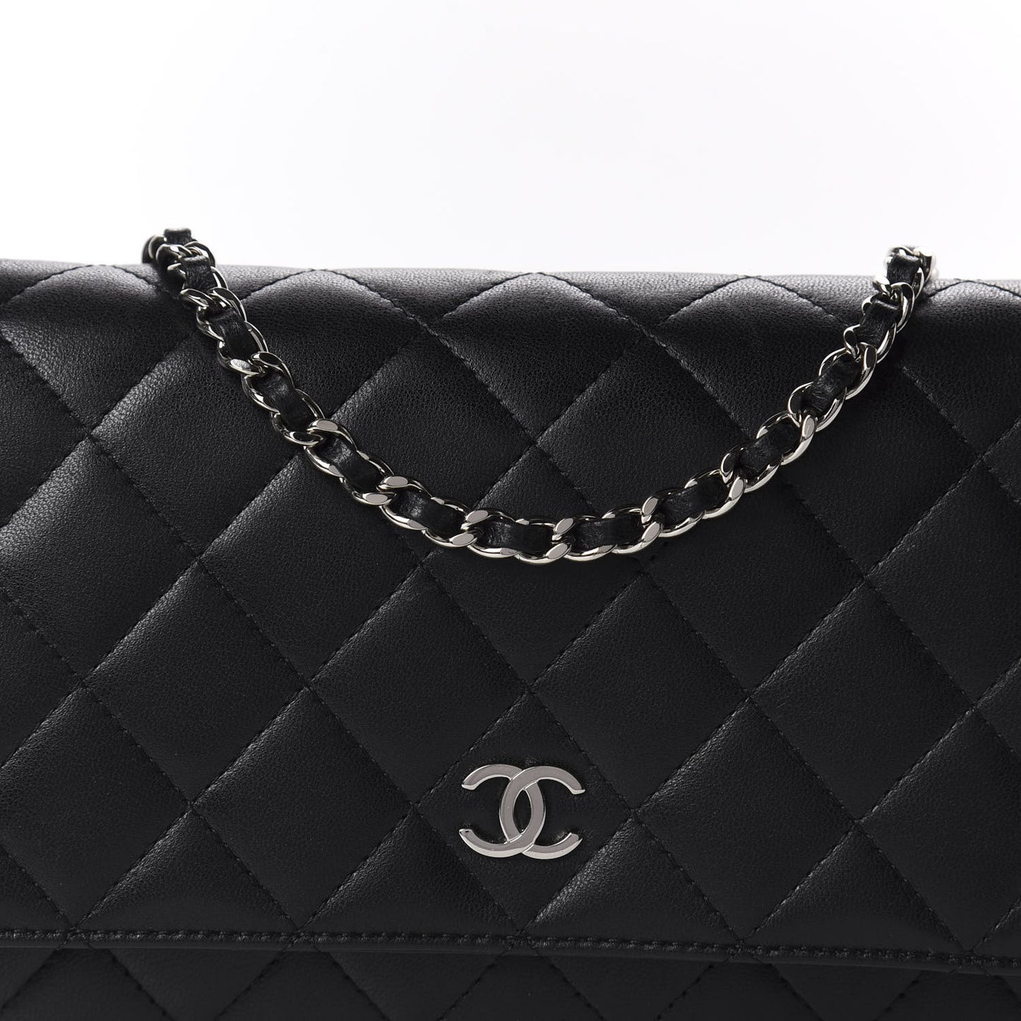Lambskin Quilted Wallet On Chain WOC Black