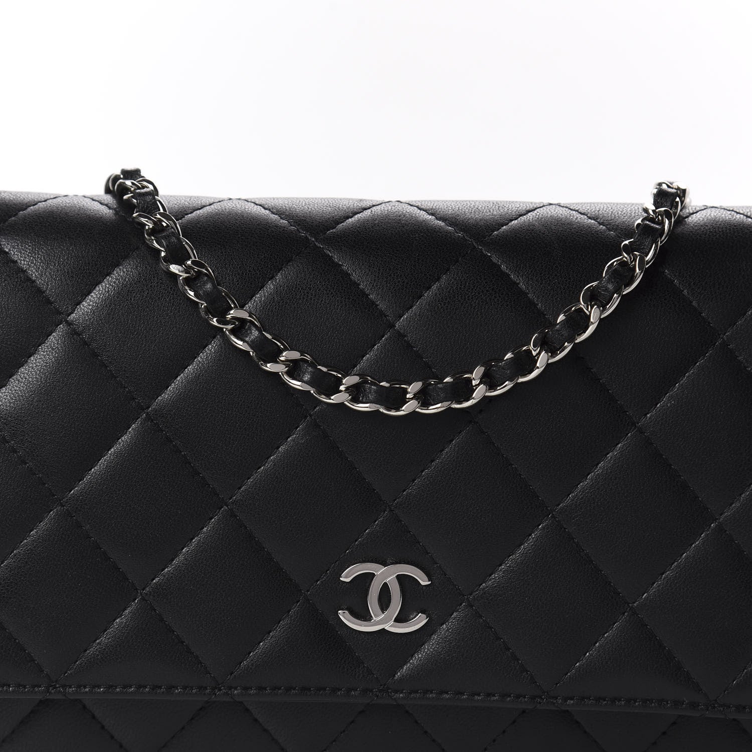 Chanel Lambskin Quilted Wallet On Chain WOC Black 10 of 11