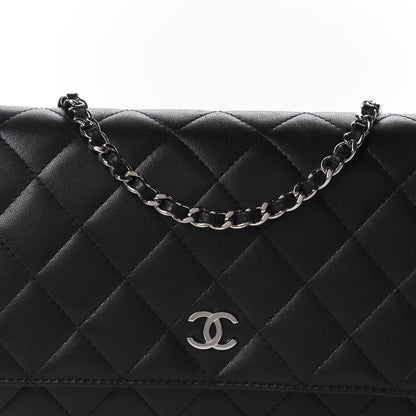 Chanel Lambskin Quilted Wallet On Chain WOC Black 10 of 11