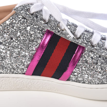 Gucci Glitter Web Womens Ace Sneakers 38.5 Silver 14 of 14