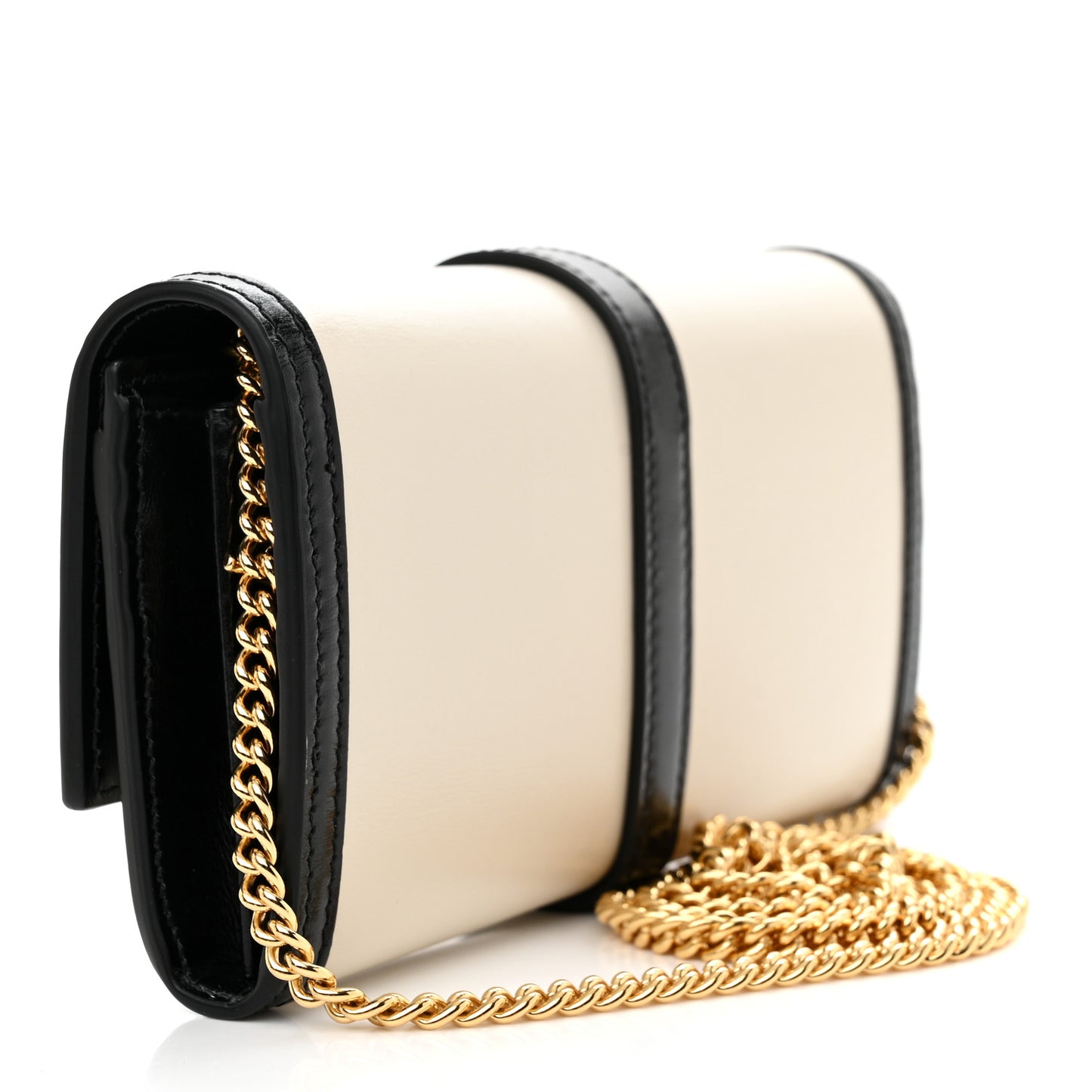 Calfskin Bi-Color Jackie 1961 Chain Wallet Mystic White Black