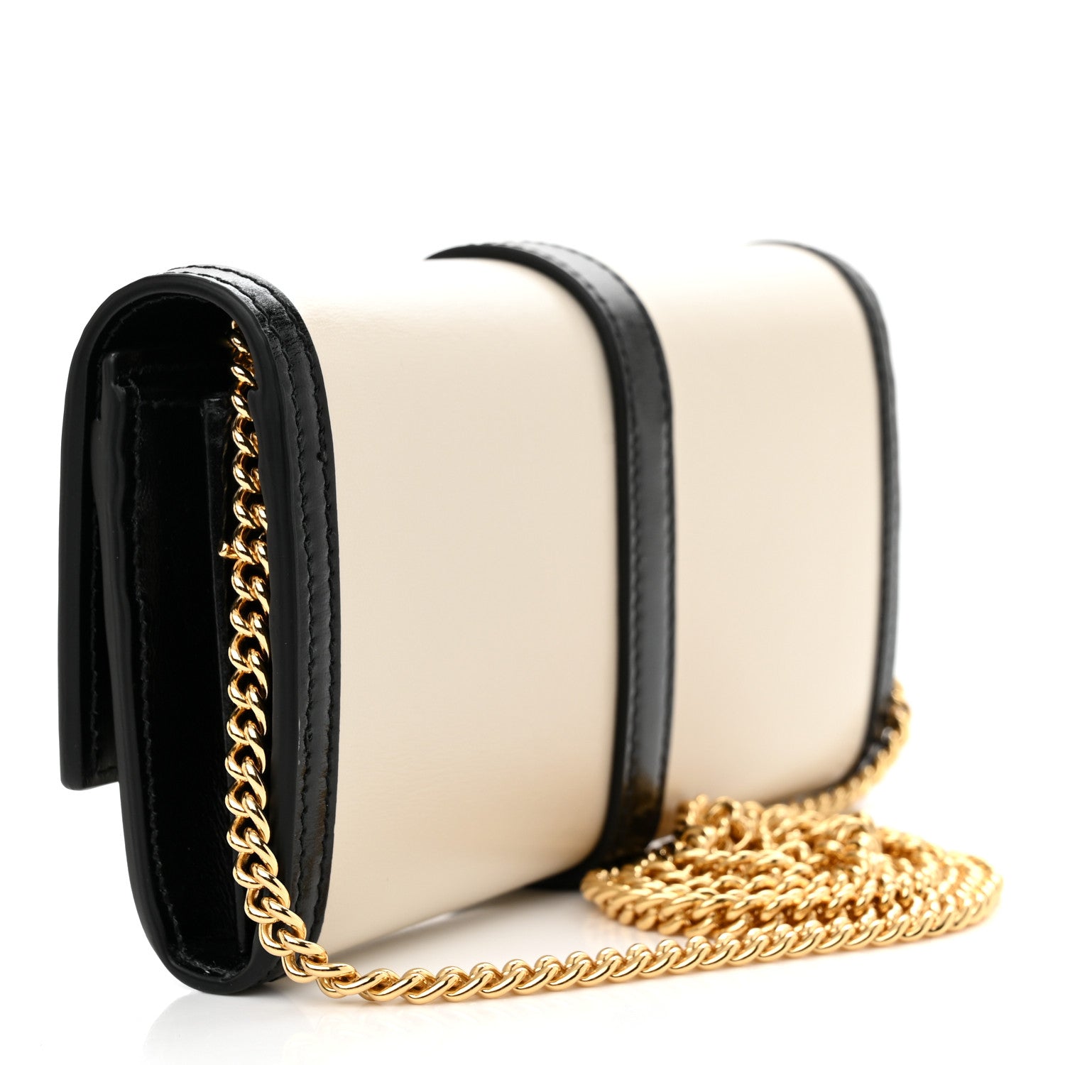 Gucci Calfskin Bi-Color Jackie 1961 Chain Wallet Mystic White Black 3 of 9