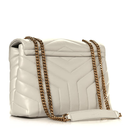Saint Laurent Calfskin Y Quilted Monogram Small Loulou Chain Satchel Ivory 3 of 12