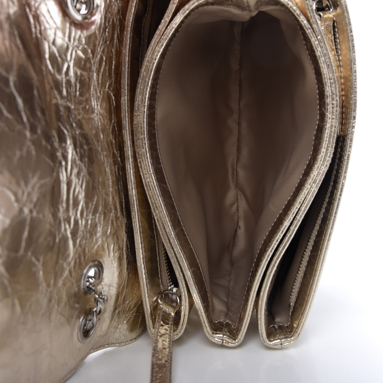 Chanel Metallic Crackled Calfskin Medium Clam's Pocket Flap Gold 6 of 13