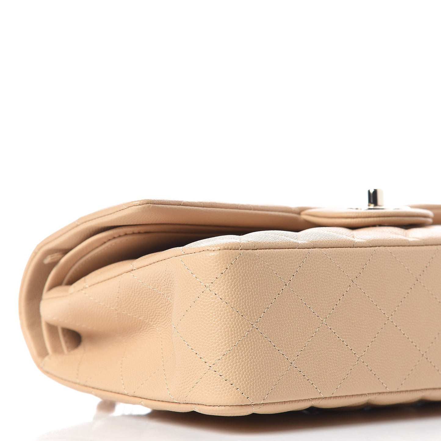 Caviar Quilted Medium Double Flap Beige Clair
