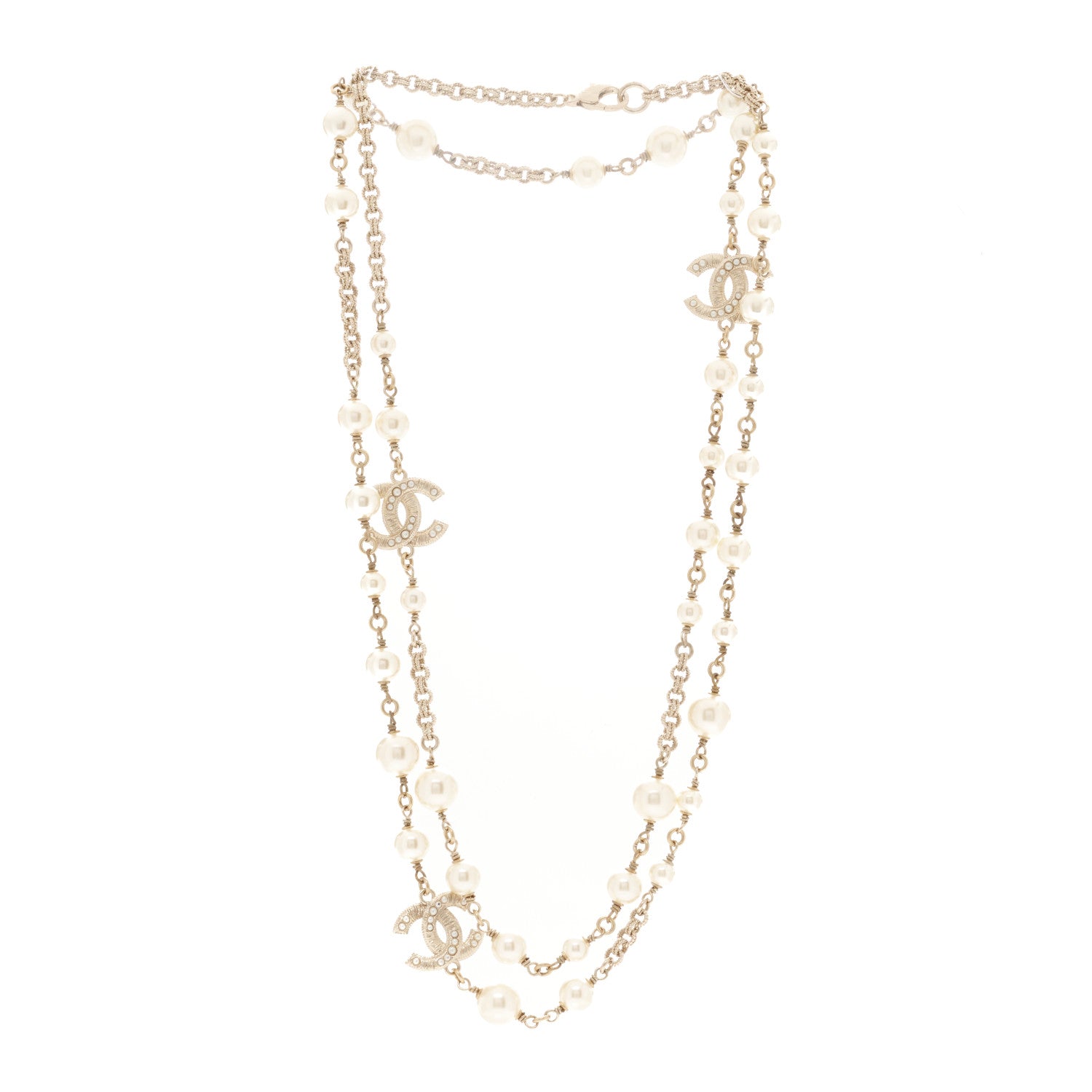 Chanel Pearl CC Necklace Light Gold 1 of 4
