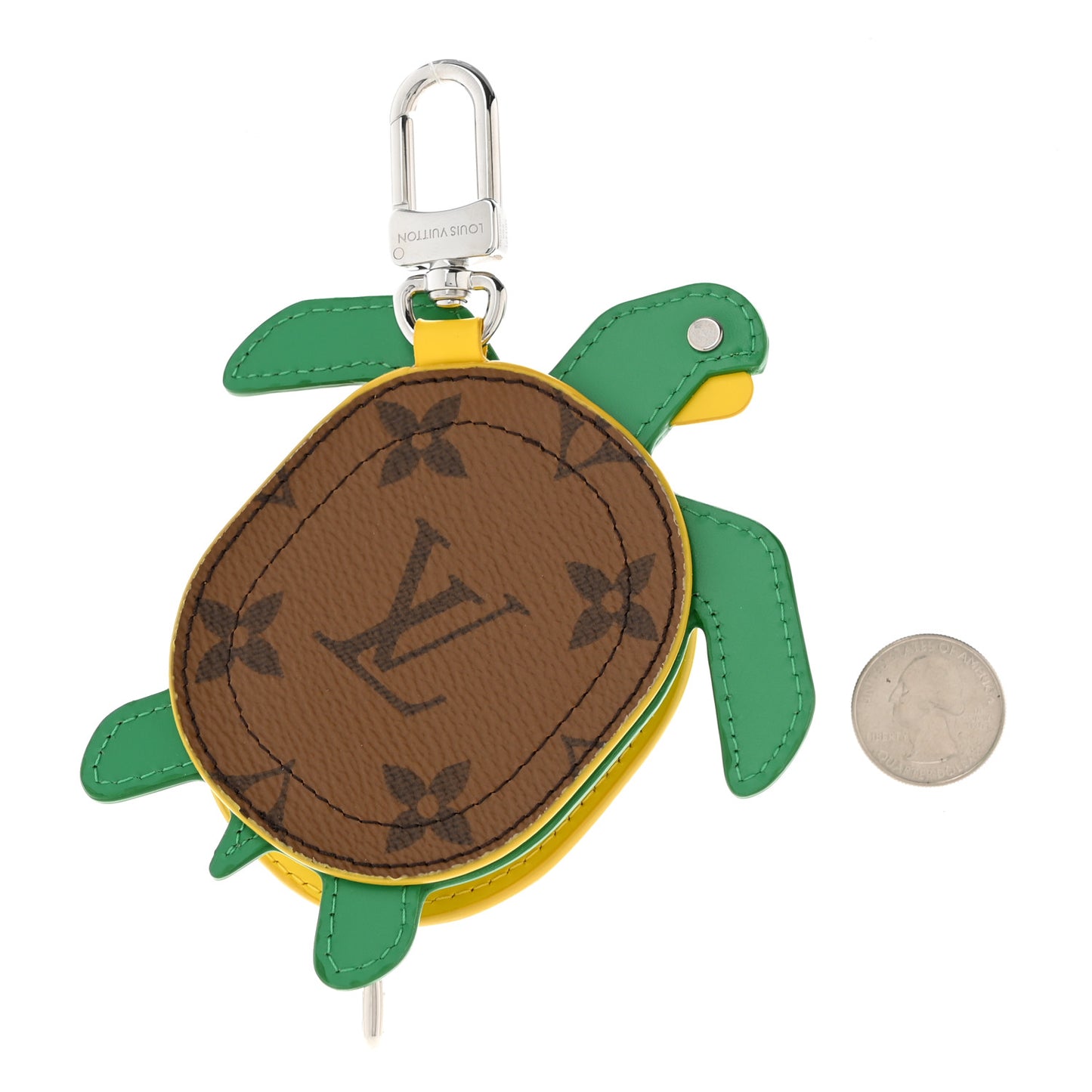 Monogram Calfskin LV Turtle Pouch Bag Charm Brown