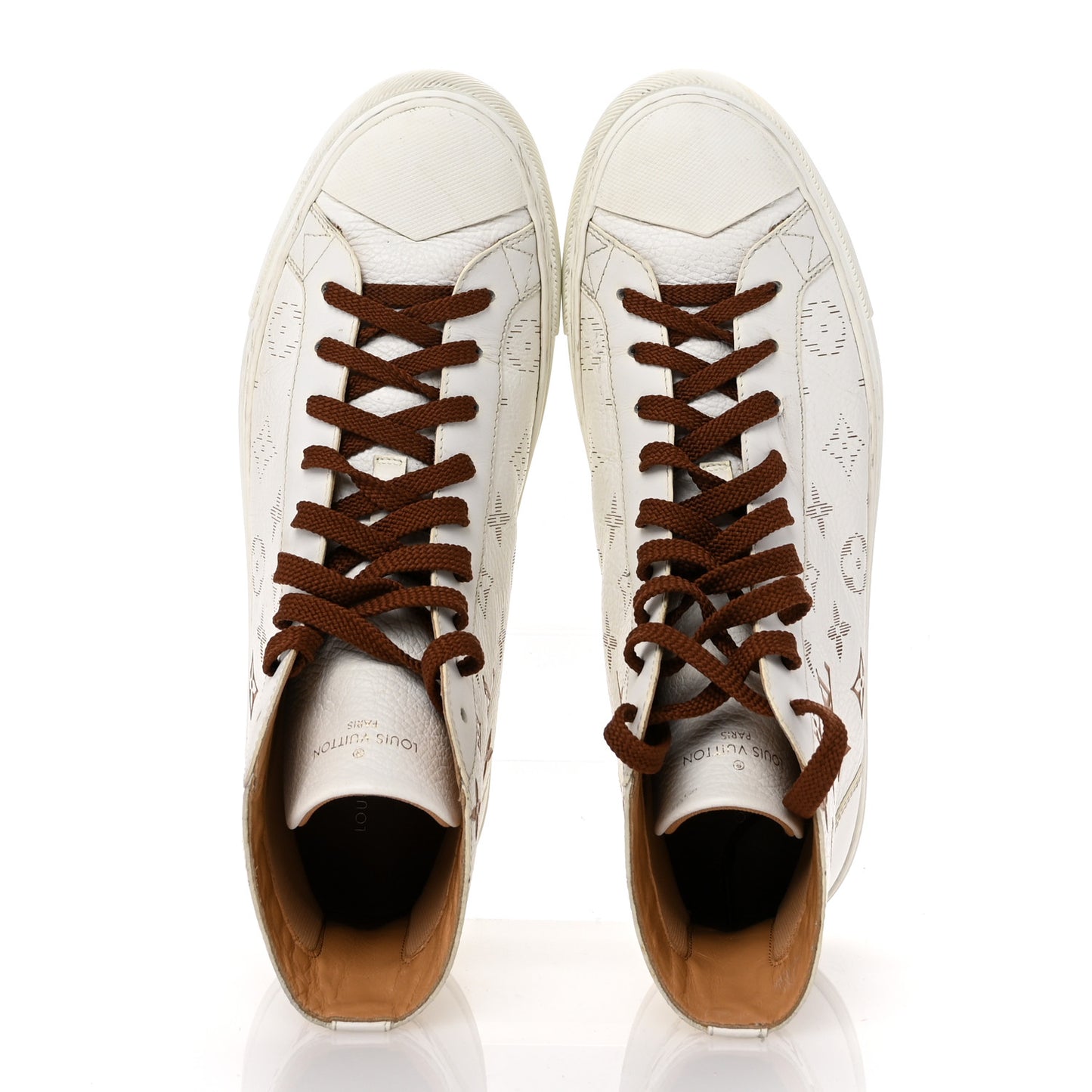 Monogram Mens Tattoo Sneaker Boots 8 White Brown