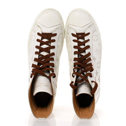 Louis Vuitton Monogram Mens Tattoo Sneaker Boots 8 White Brown 2 of 11