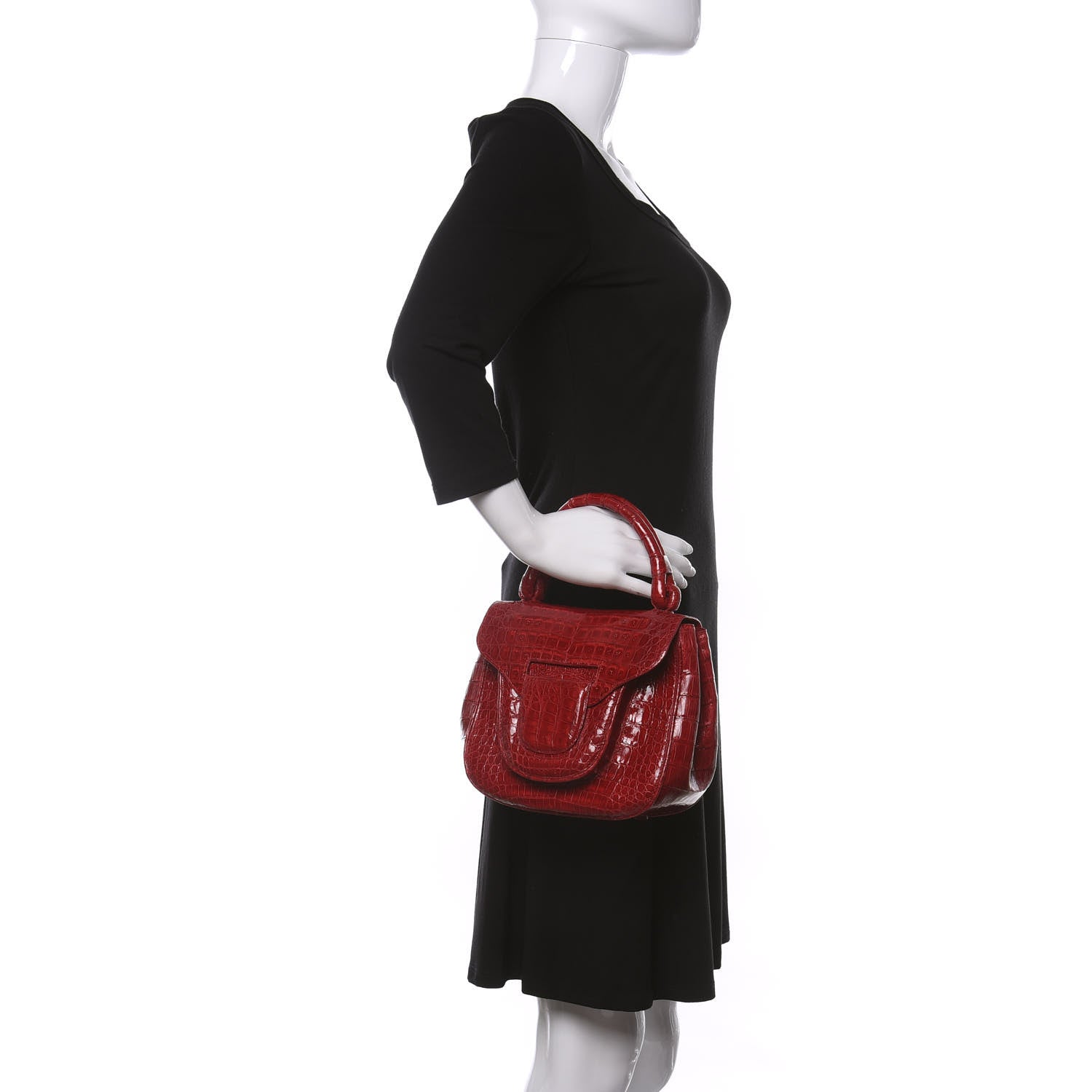 Nancy Gonzalez Crocodile Top Handle Bag Red 2 of 10