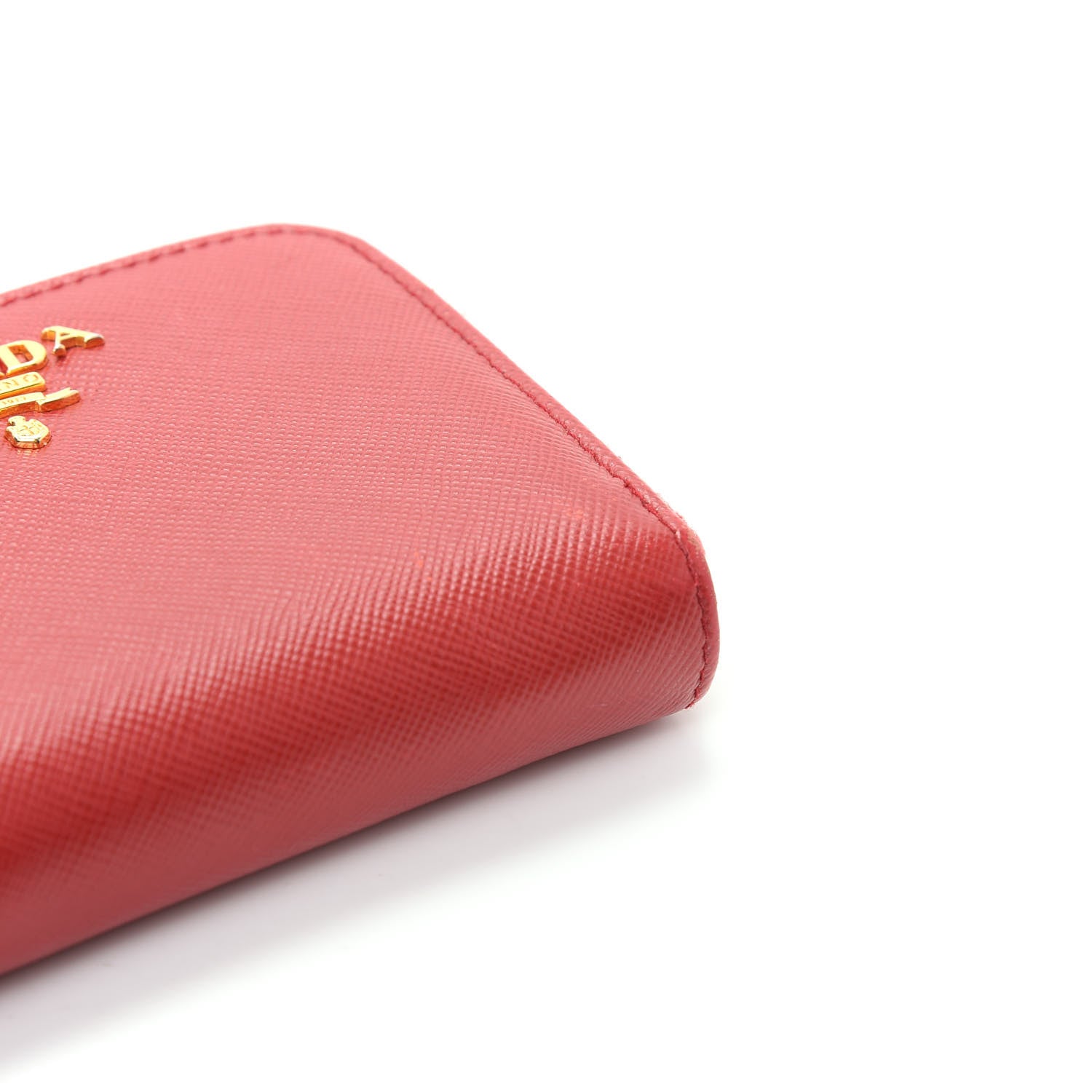 Prada Saffiano Metal Zip Coin Purse Fuoco 10 of 12