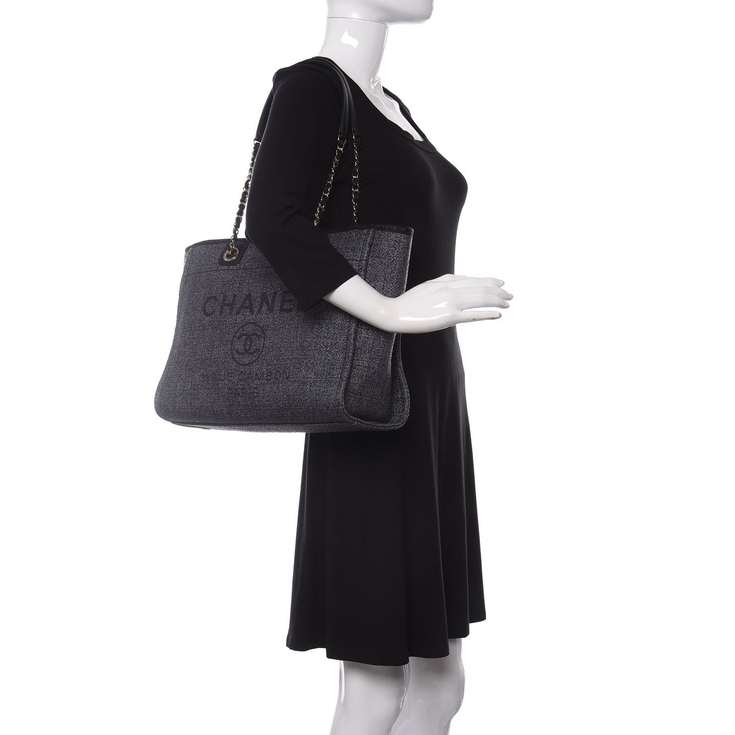 Chanel Lurex Straw Small Deauville Tote Black 2 of 10