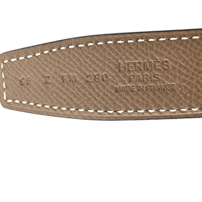 Hermes Epsom Swift 24mm Mini H Belt 95 38 Etoupe Black 5 of 6