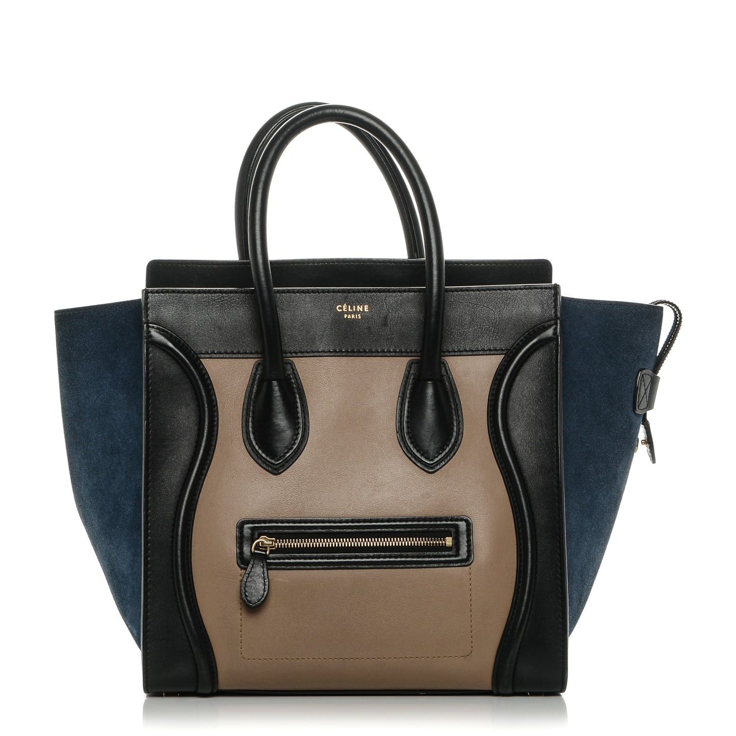 Smooth Calfskin Suede Mini Tri-Color Luggage Beige