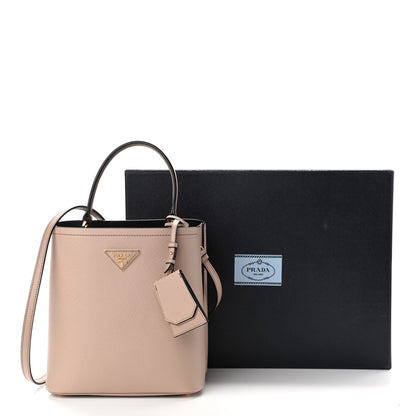 Prada Saffiano Cuir Medium Panier Bucket Bag Cipria Black 11 of 11
