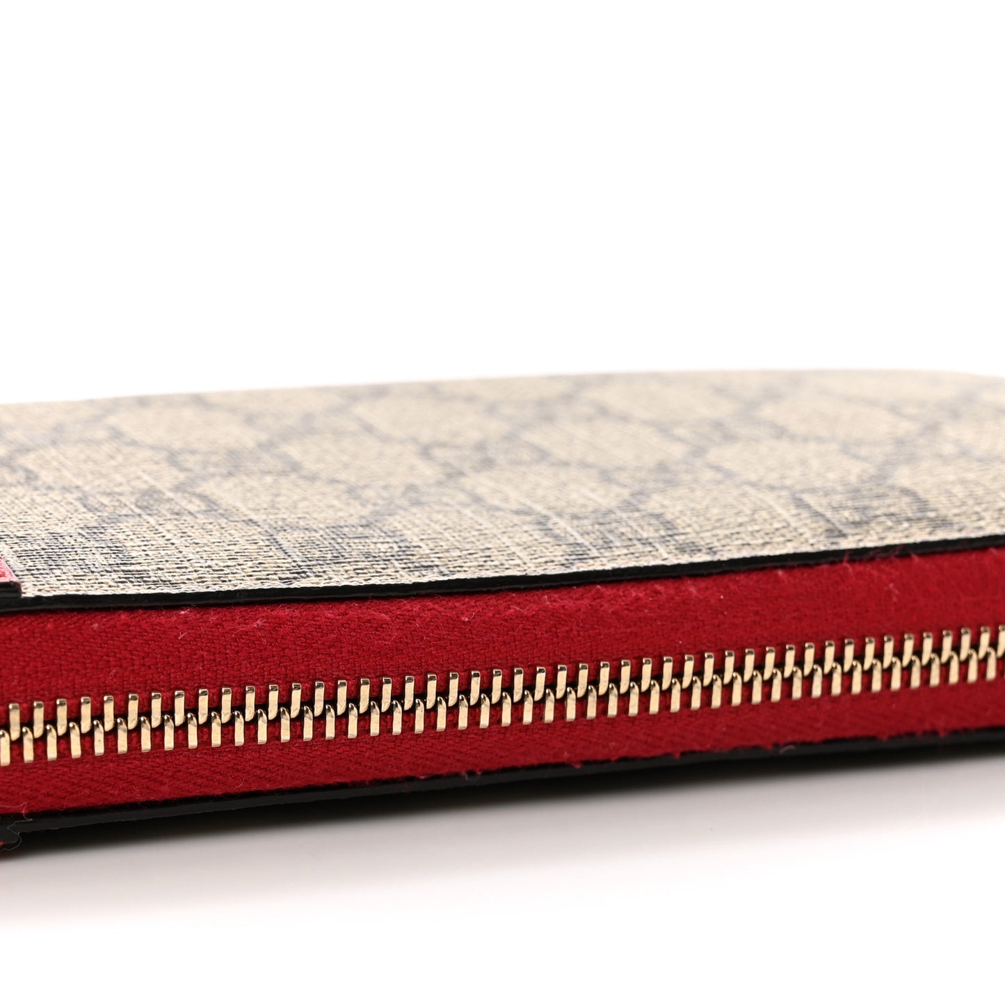 GG Supreme Monogram Nice Zip Around Wallet Tabasco Red