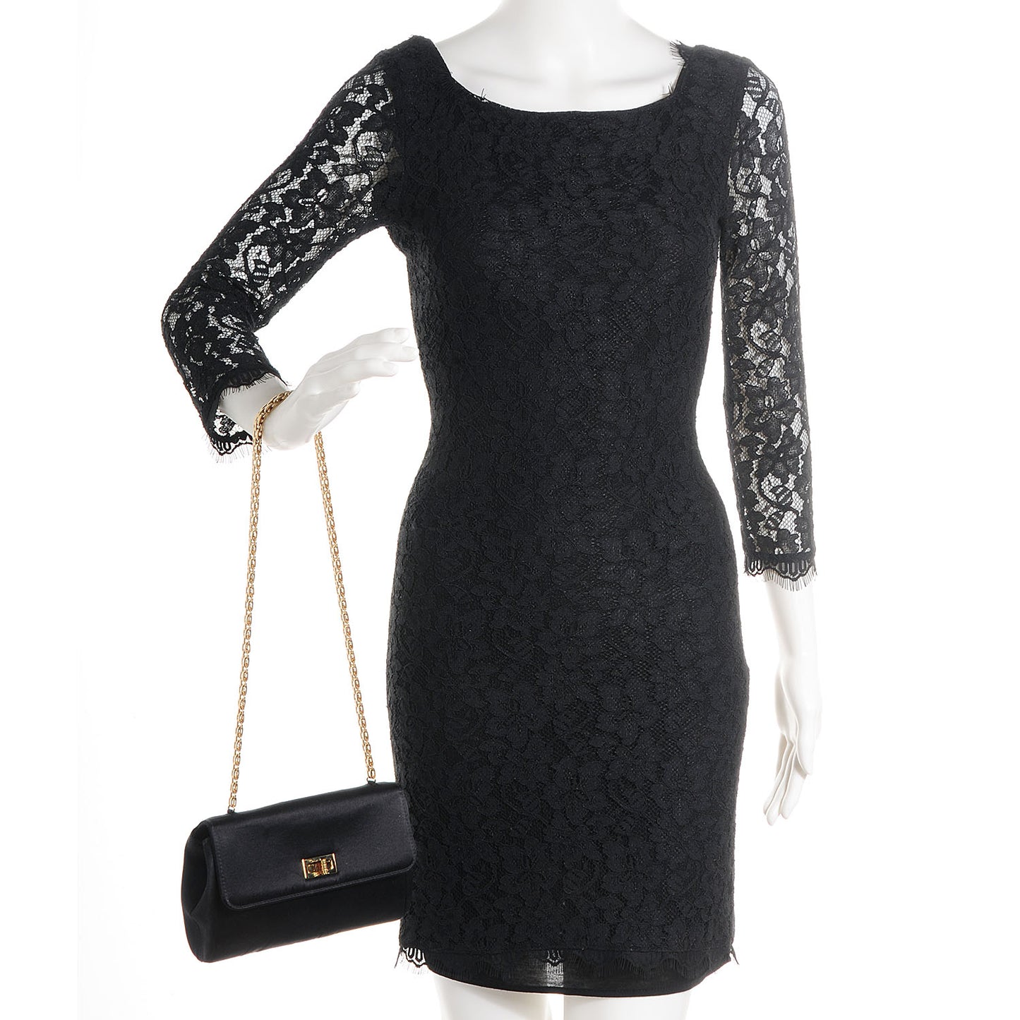 Satin Mademoiselle Flap Bag Black