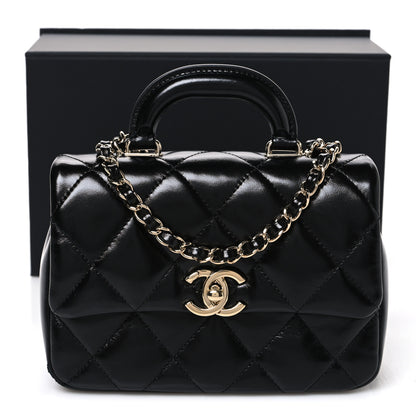 Chanel Shiny Lambskin Quilted Mini Coco Trip Flap Bag Black 10 of 10