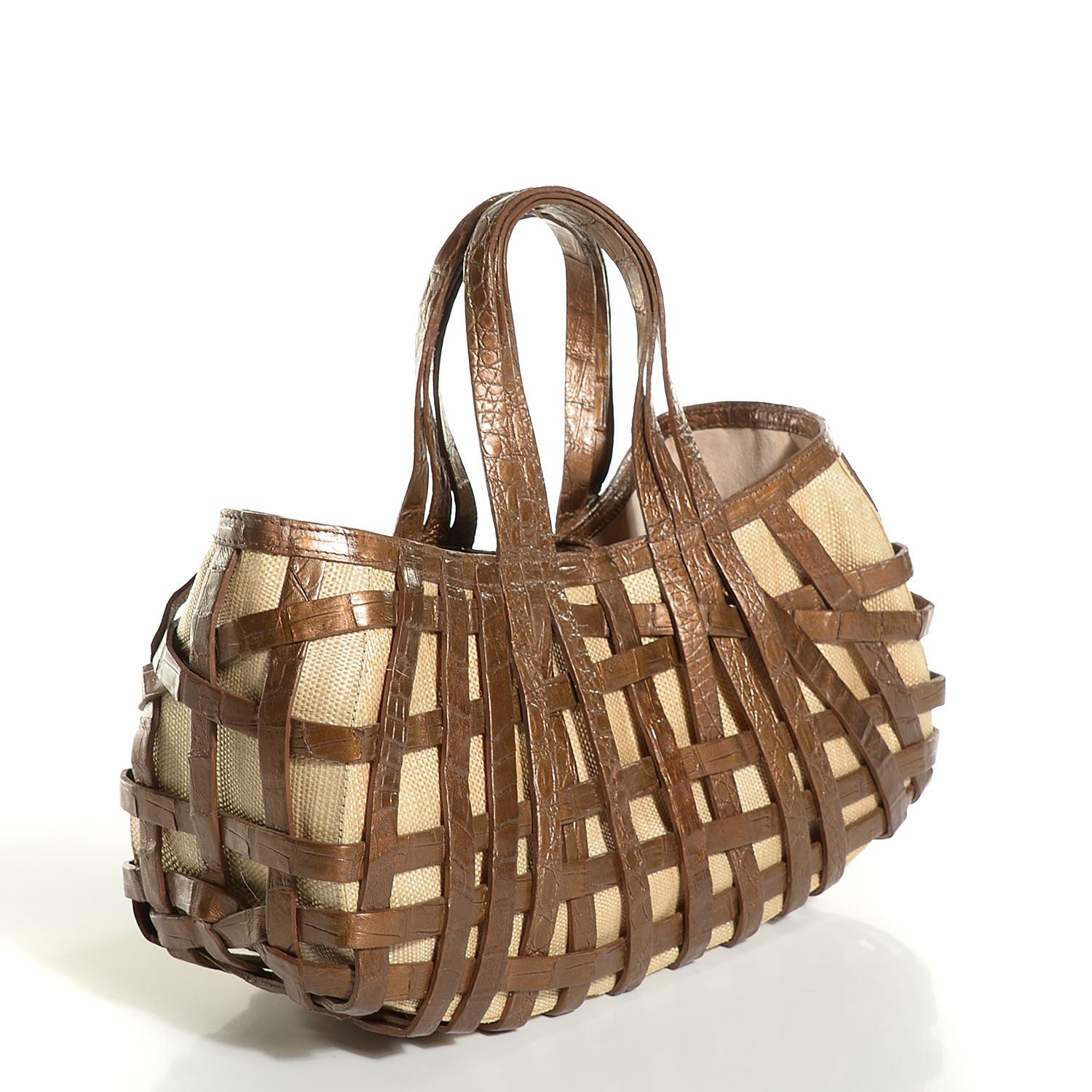 Nancy Gonzalez Crocodile Woven Tote Chocolate 3 of 6