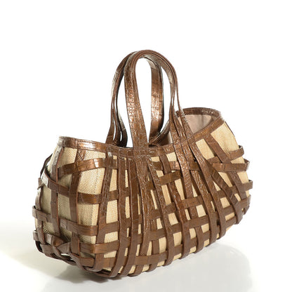 Nancy Gonzalez Crocodile Woven Tote Chocolate 3 of 6