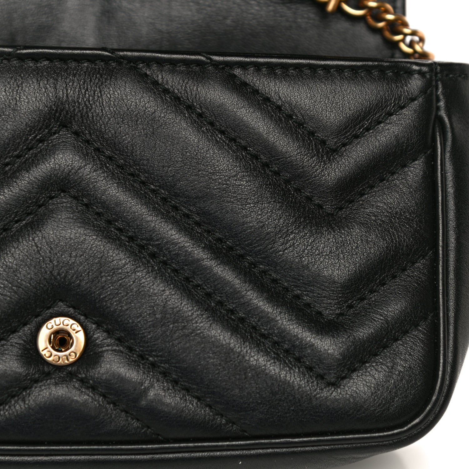 Gucci Calfskin Matelasse Super Mini GG Marmont Shoulder Bag Black 17 of 21