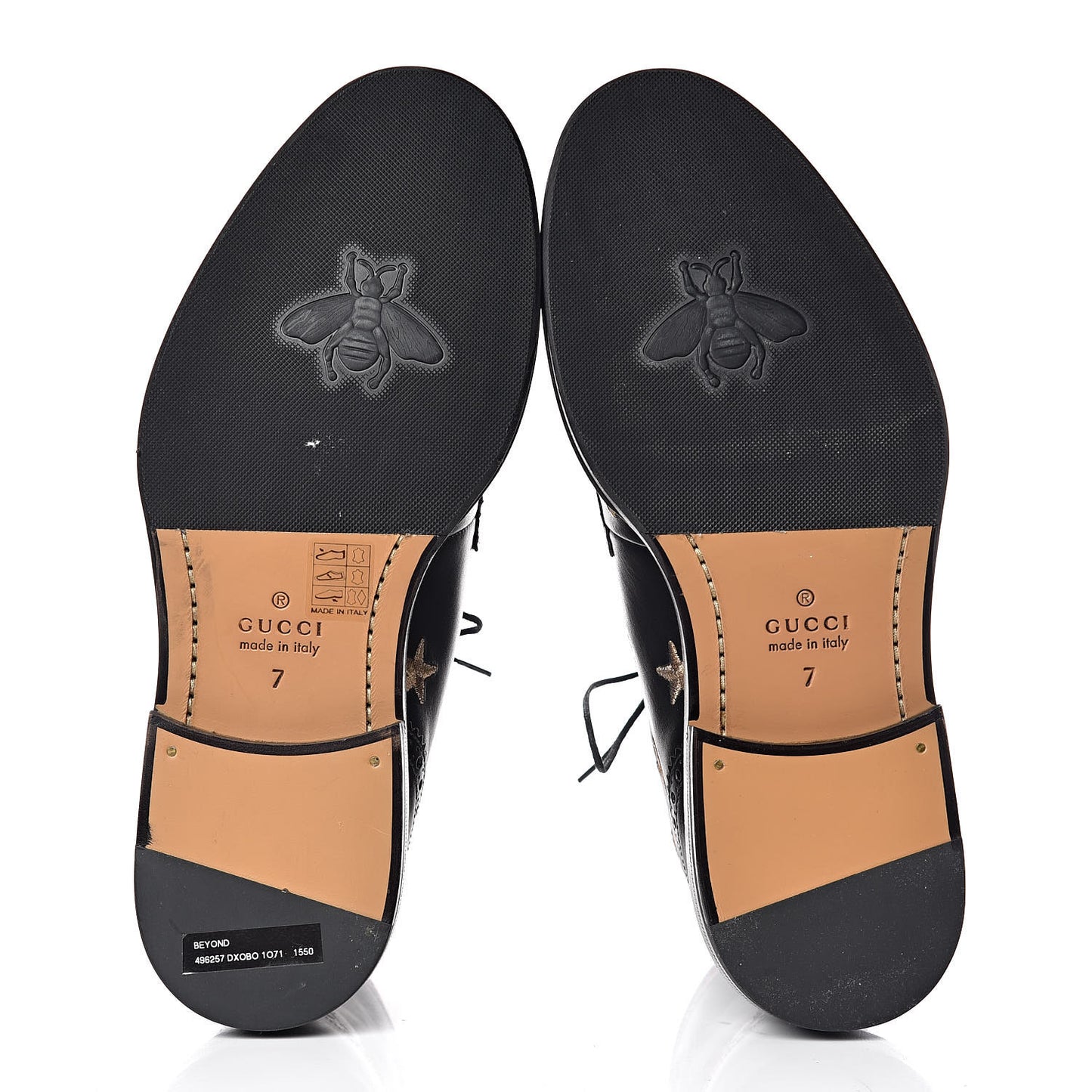 Calfskin Sylvie Web Bee Star Embroidered Mens Brogue Captoe Boots 7 Black
