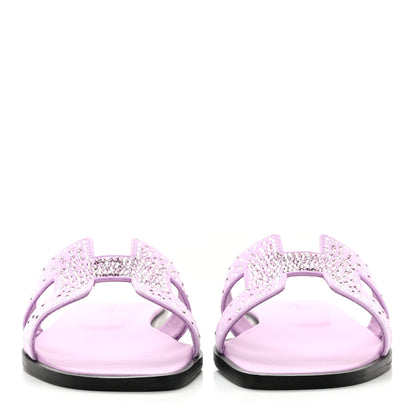 Hermes Suede Goatskin Crystal Oran Sandals 35.5 Violet Amethyste 2 of 9