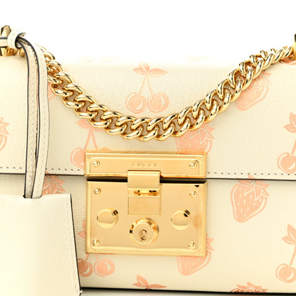 Gucci Textured Dollar Calfskin Berry Print Small Padlock Shoulder Bag Mystic White Light Copper 8 of 10
