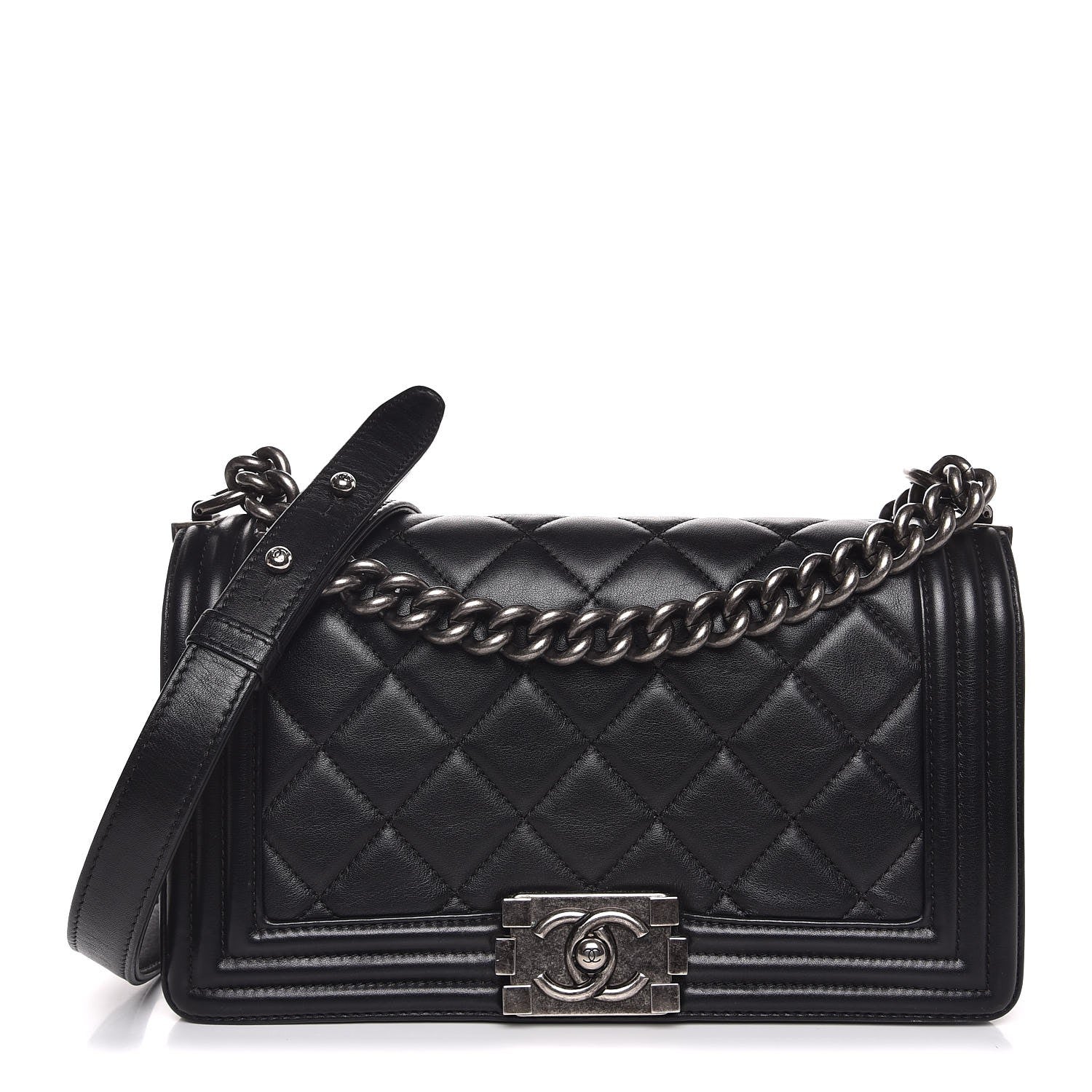 Chanel Lambskin Quilted Medium Boy Flap Black 1 of 8
