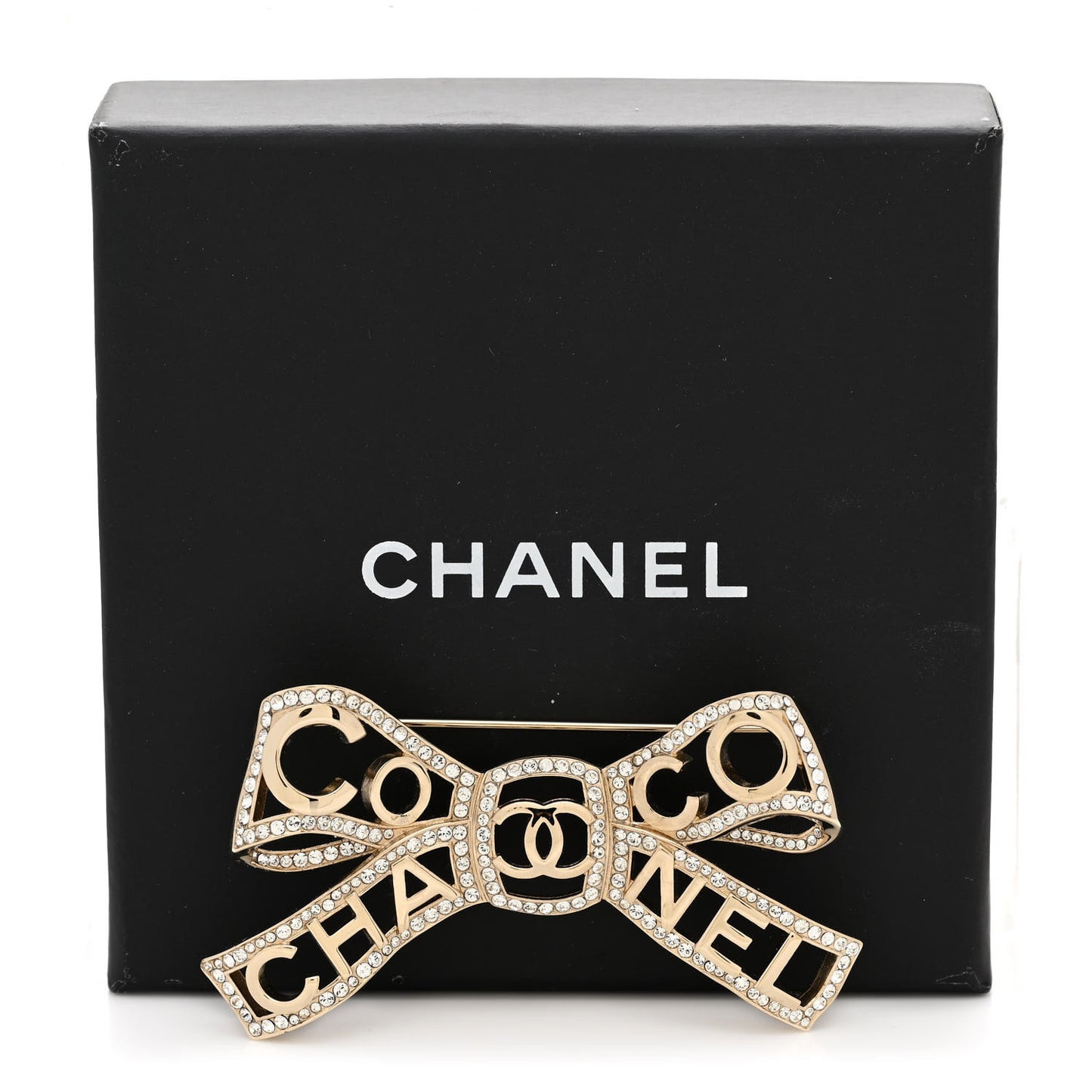 Metal Crystal Bow-tiful CC Brooch Gold