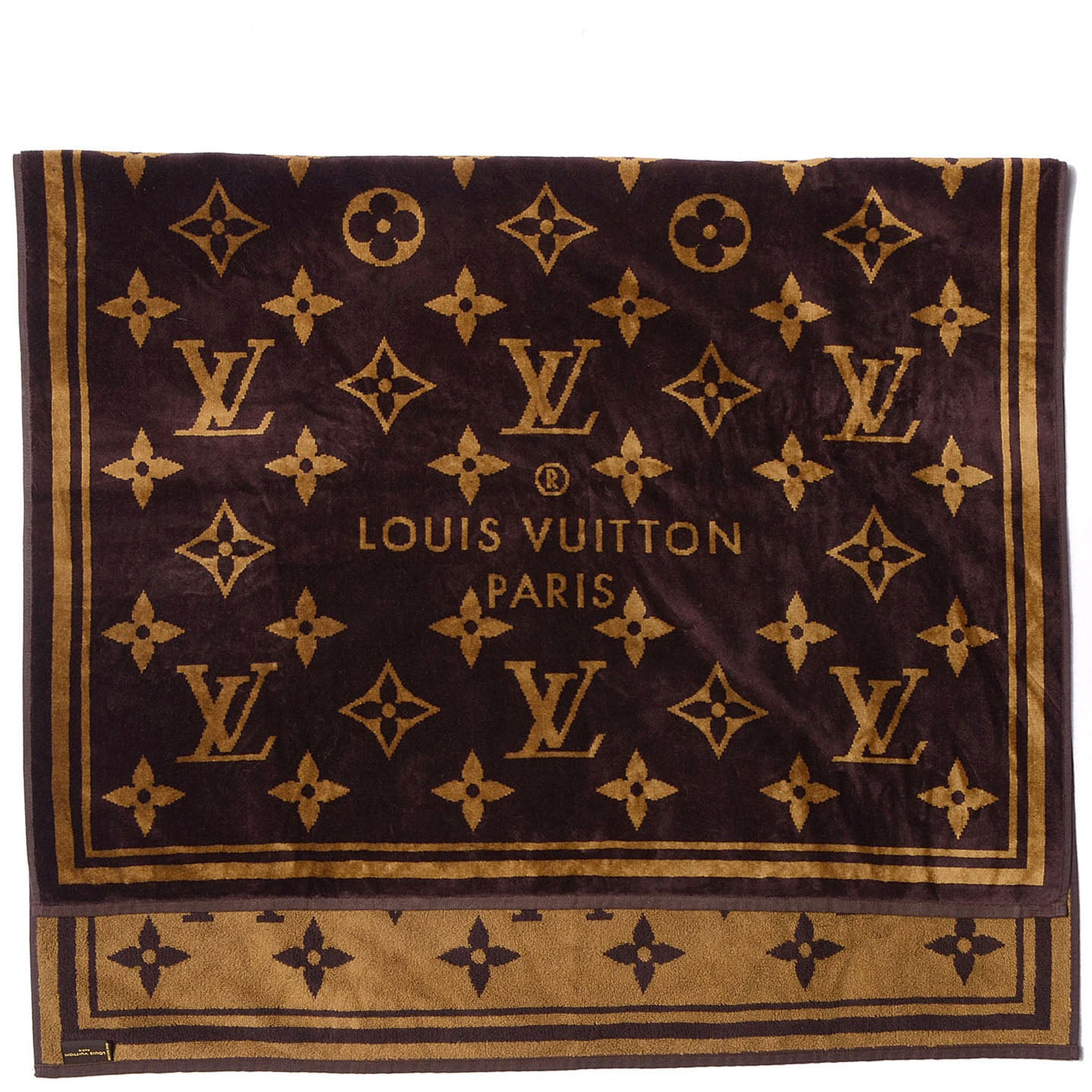 Cotton Monogram Classic Beach Towel Brown