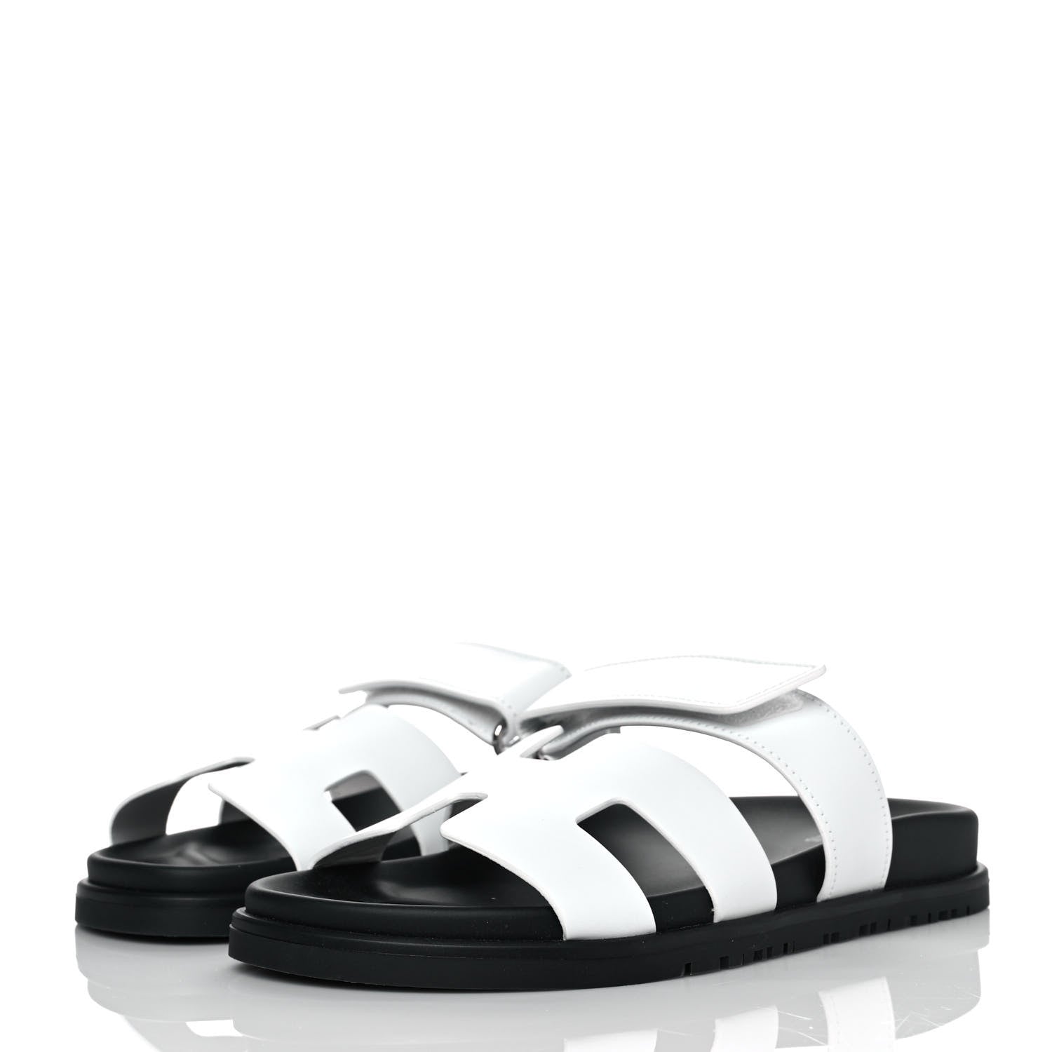 Hermes Calfskin Womens Chypre Sandals 37.5 White 3 of 9