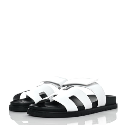 Hermes Calfskin Womens Chypre Sandals 37.5 White 3 of 9
