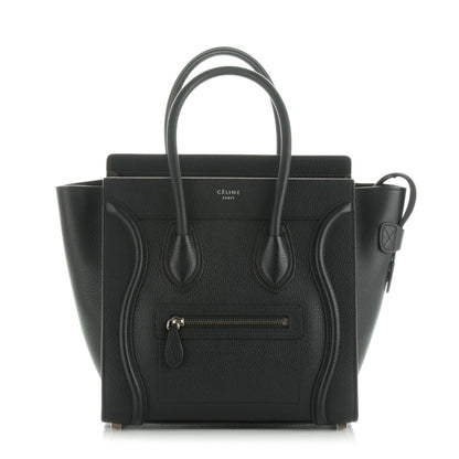 Celine Drummed Calfskin Micro Luggage Black 1 of 7