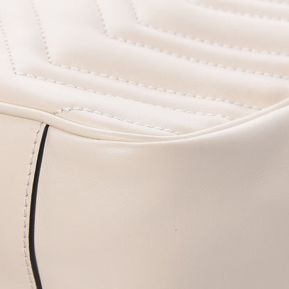Gucci Calfskin Matelasse Large GG Marmont Shoulder Bag Mystic White 7 of 13