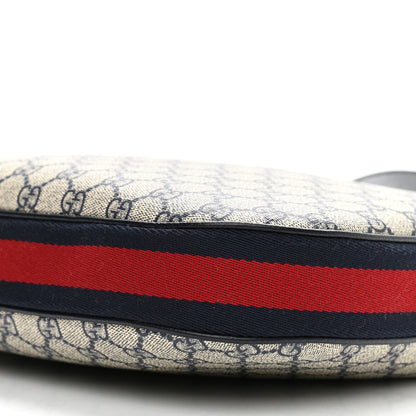 Gucci GG Supreme Monogram Textured Calfskin Web Large Attache Shoulder Bag Beige Blue 11 of 12