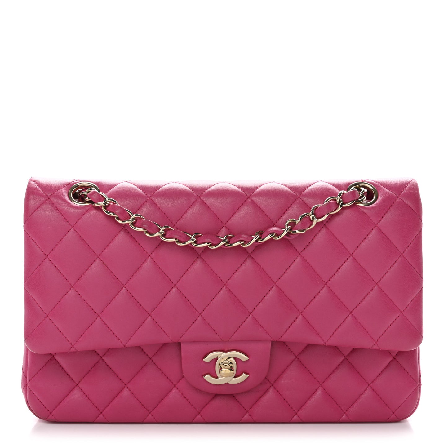Lambskin Quilted Medium Double Flap Pink