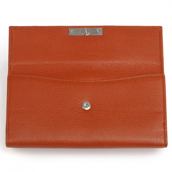 Leather Bamboo Continental Wallet Orange
