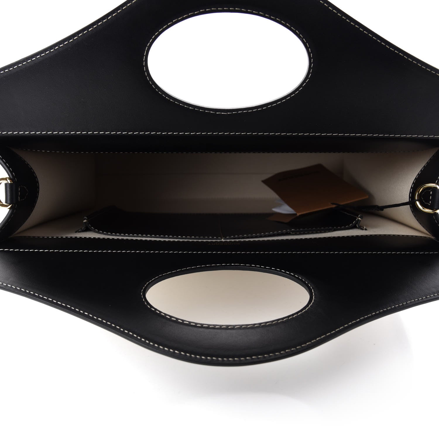 Burberry Canvas Smooth Calfskin Two Tone Medium Pocket Bag Natural Black 5 of 12