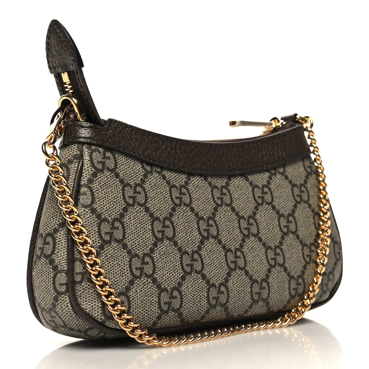 GG Supreme Monogram Textured Dollar Calfskin Mini Ophidia Chain Bag Beige Ebony