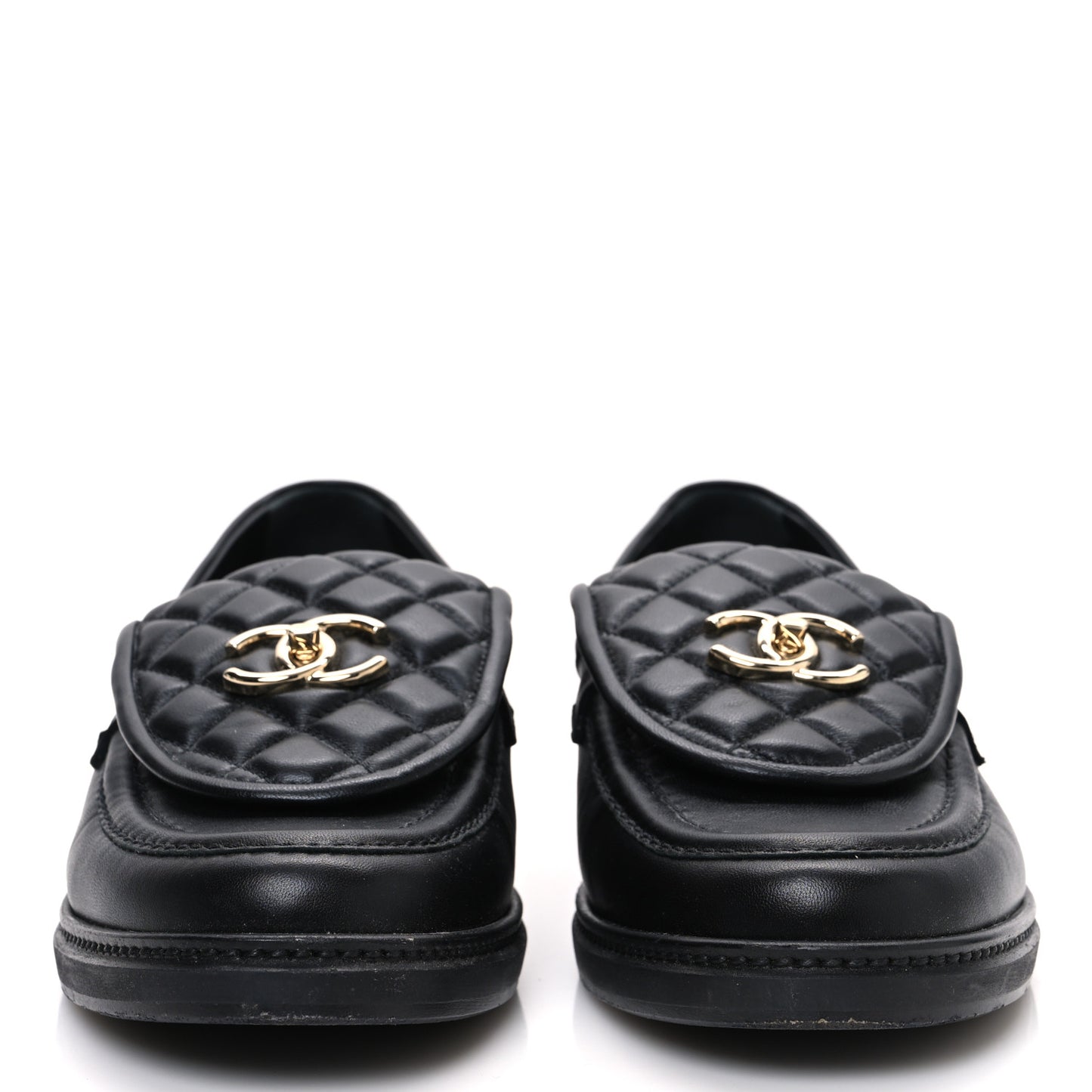 Lambskin Quilted CC Turnlock Loafers 41 Black