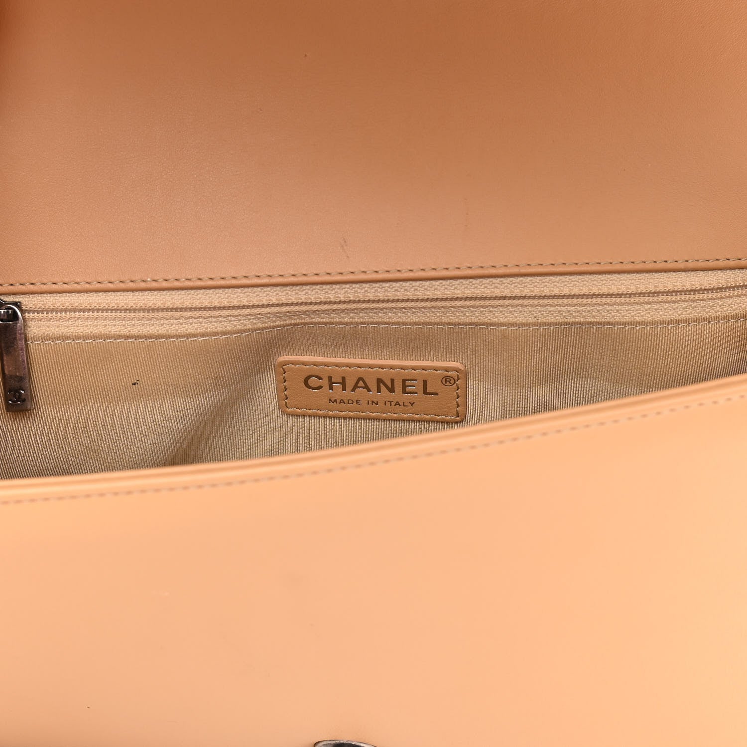 Chanel Calfskin Chevron Quilted New Medium Boy Flap Beige 10 of 15